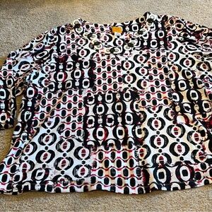 Ruby Rd. Women's Geometric Blouse - Black, White, Red